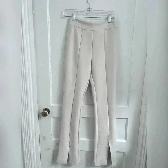 Commando Faux Suede Split Front Pant in Bone New W/Tag Size S - Picture 1 of 7